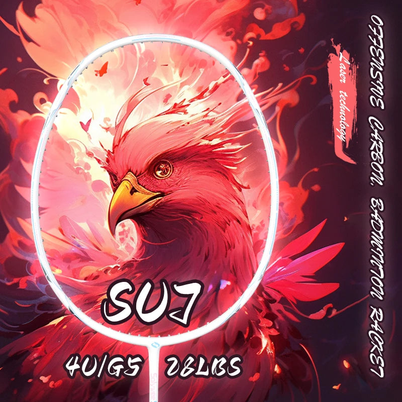 2026 New Arrivals - SU7 Full Carbon Fibre Badminton Racket 4U G5 28lbs(Pre-Strung) Professional Training Rackets 85g Lightweight