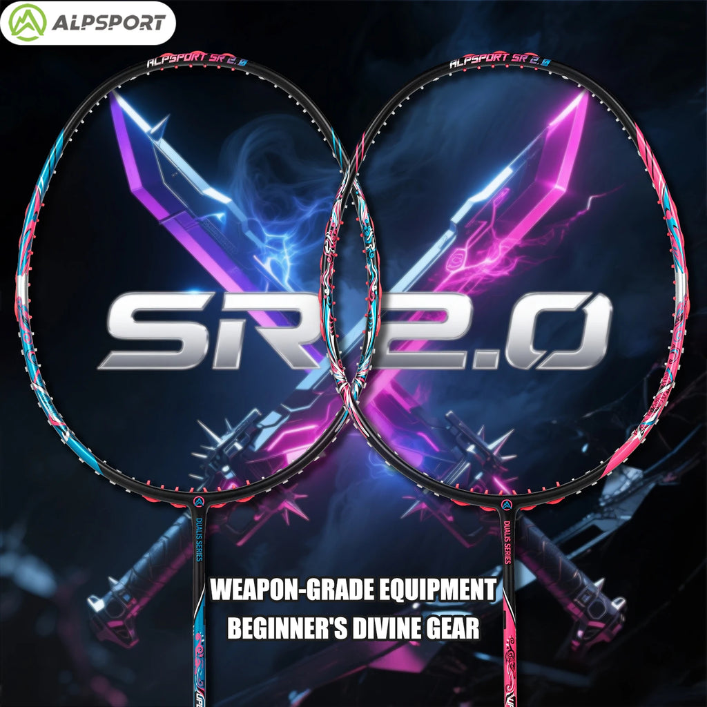 ALP SR2.0【Dual Color Racket】9U 54g T800 Full Carbon Badminton Racket G5 30LBS Ultra Light Offensive Training ALPSPORT