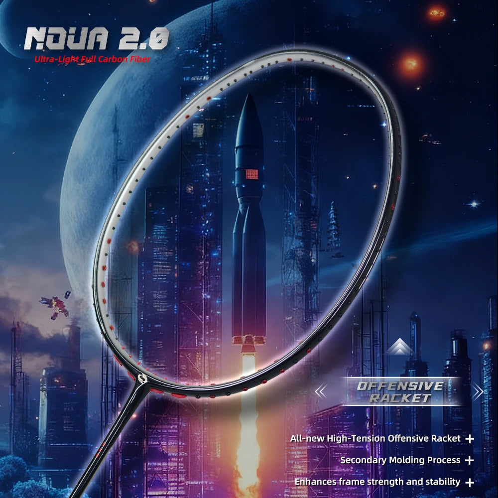 5U Badminton Racket, Black Electroplated Silver, T800+30T 100%Full Carbon Fiber, 6.8mm Shaft, Secondary Molding, G6, max≤32lbs