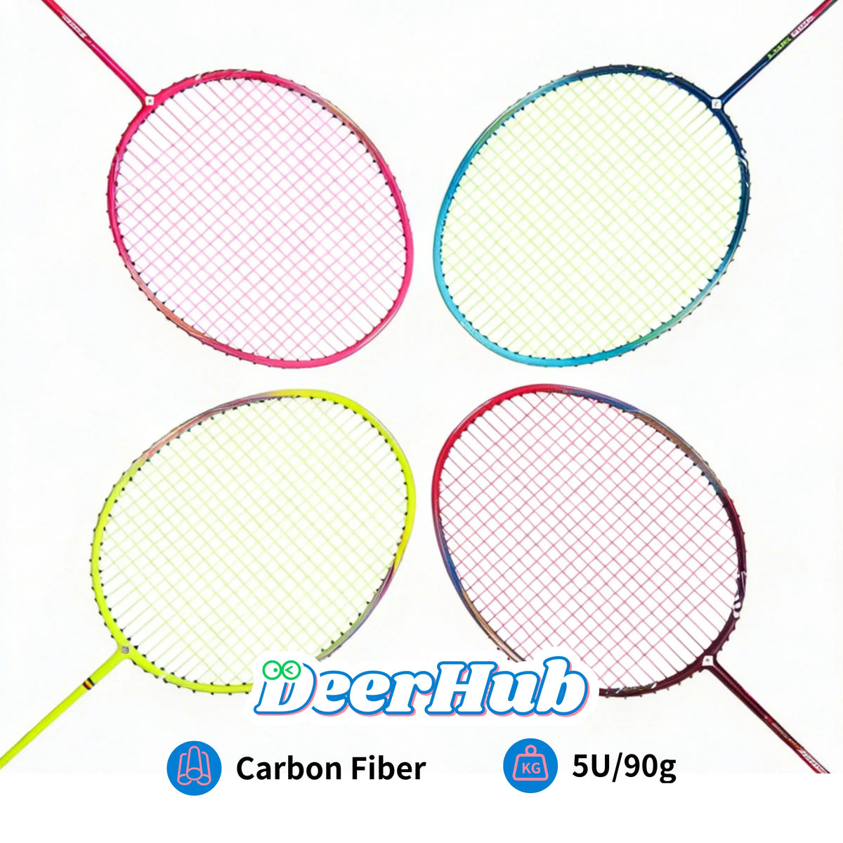 Badminton Racket Carbon Fiber 5U 90g All-Round Recreational G5 for Adult Beginners Intermediate Players Unisex by DeerHub